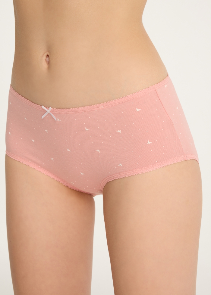 Celebration．High Rise Cotton Picot Elastic Brief Panty(Happy Birthday Embroidery)