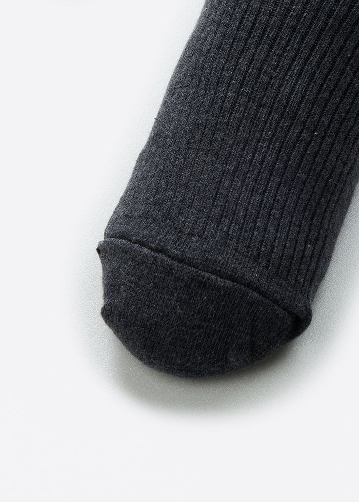 Happy mind．Men Mid Calf Socks(Navy-Embroidery)