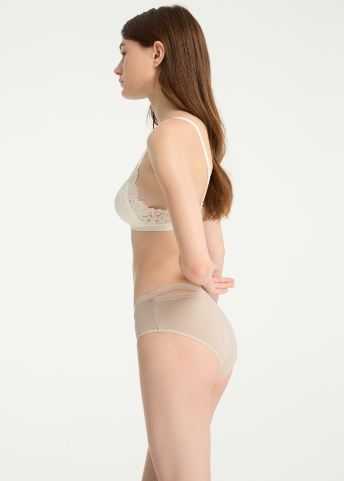 Celebration．Mid Rise Cotton Crossed Back Brief Panty(Silver Gray)