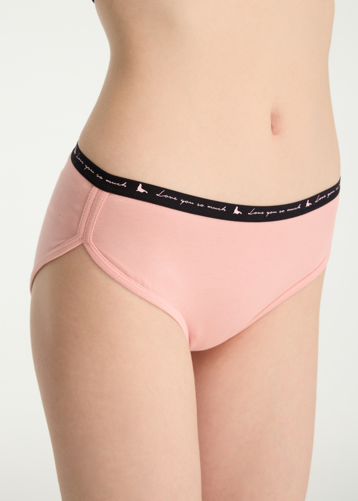 Party Time．Mid Rise Cotton Hipster Panty(Fur Seal Print Waistband)