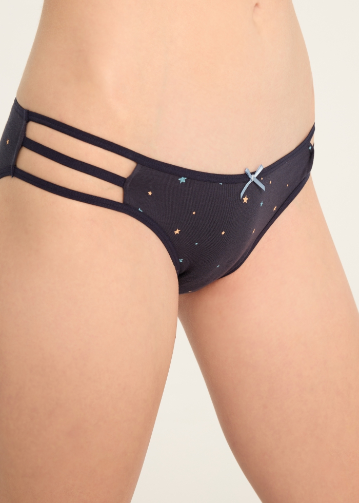 Weather Mood．Mid Rise Cotton Caged Side Hipster Panty(Starry Sky Pattern)