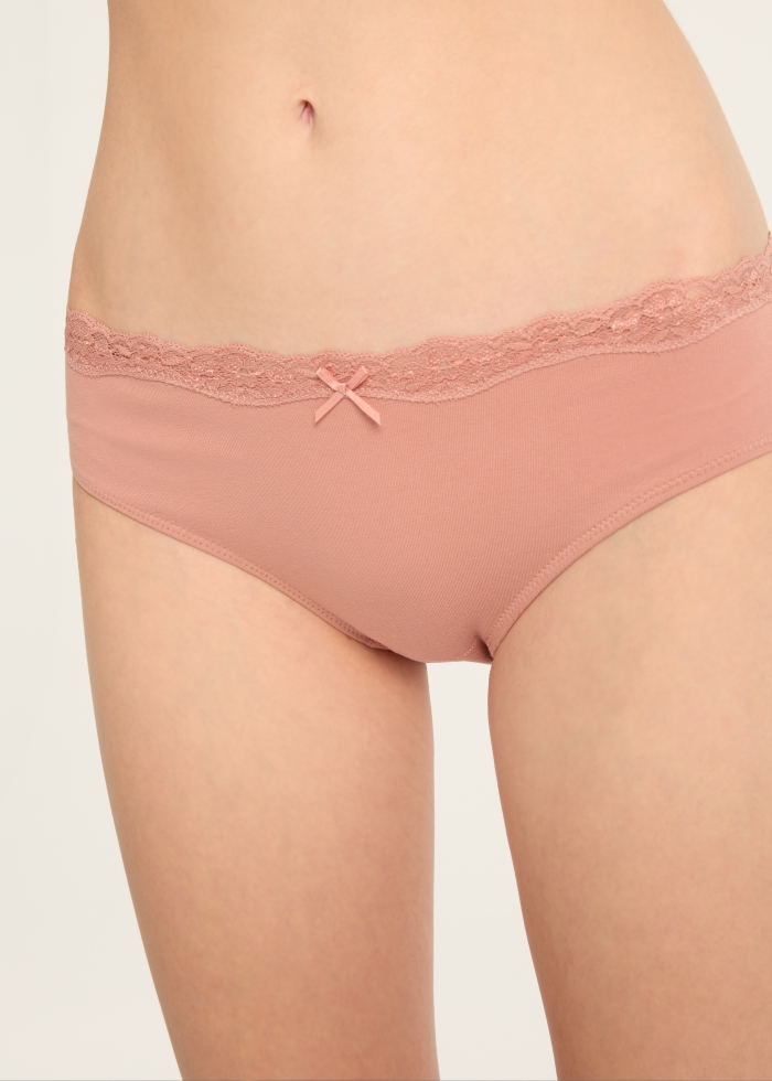 Weather Mood．Mid Rise Cotton Lace Detail Hipster Panty(Stormy Weather)