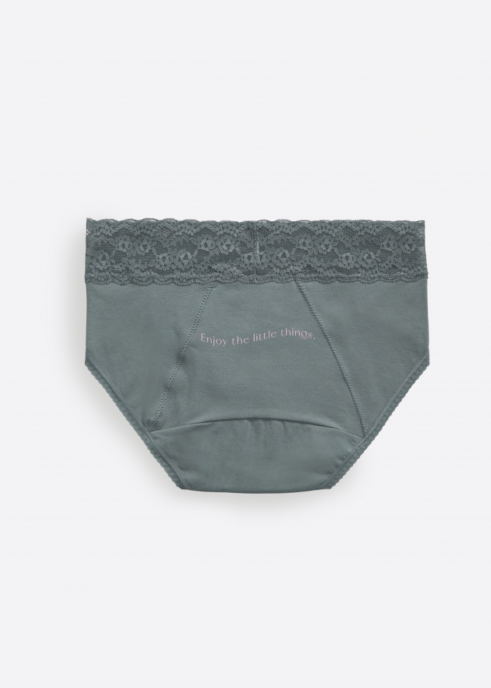 After Rain．Mid Rise Cotton Lace Waist Period Brief Panty（Stormy Weather）