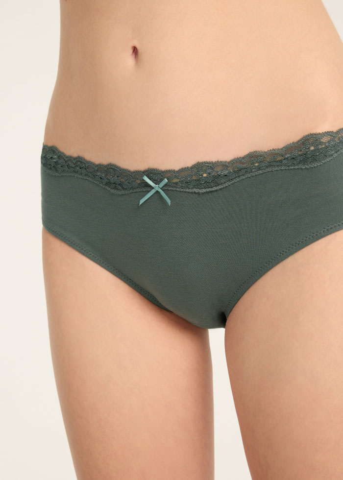 Weather Mood．Mid Rise Cotton Lace Detail Hipster Panty(Stormy Weather)