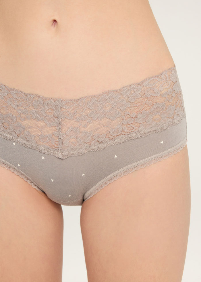 Weather Mood．Mid Rise Cotton V Lace Waist Brief Panty(Starry Sky Pattern)