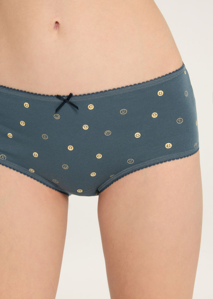 Weather Mood．High Rise Cotton Picot Elastic Brief Panty(Rain Embroidery)