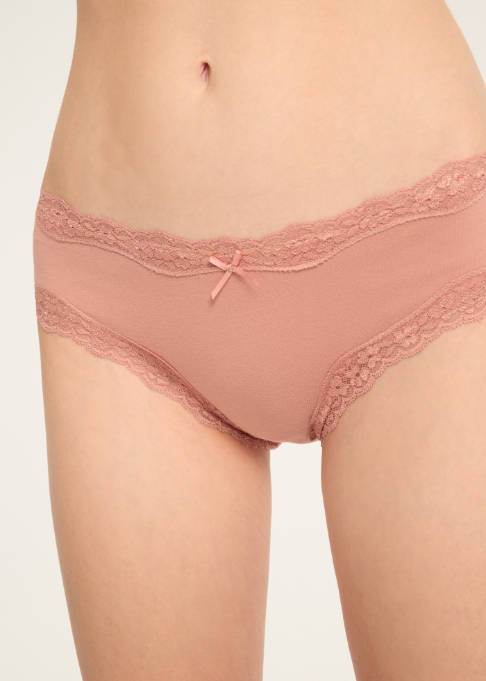 Weather Mood．Mid Rise Cotton Lace Trim Hipster Panty(Stormy Weather)