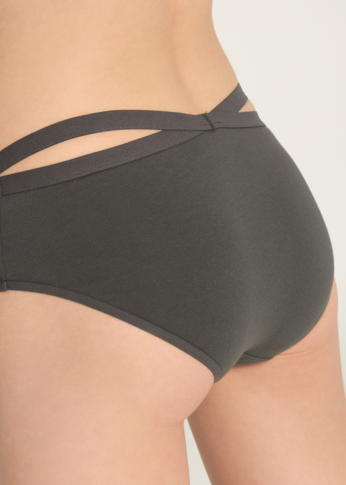 Weather Mood．Mid Rise Cotton Crossed Back Brief Panty(Stormy Weather)