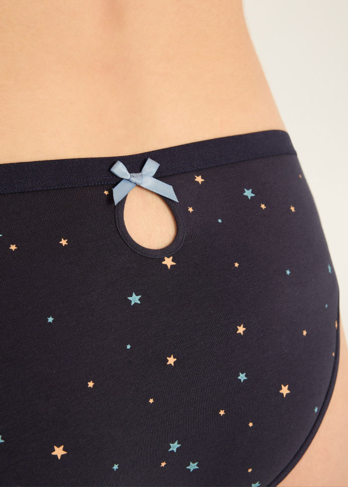 Weather Mood．Mid Rise Sexy Cotton Bowknot Brief Panty(Stormy Weather)