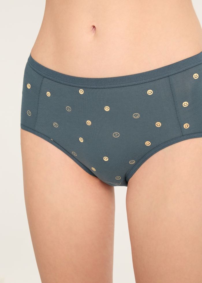 Weather Mood．High Rise Cotton Brief Panty(Emotions Pattern)