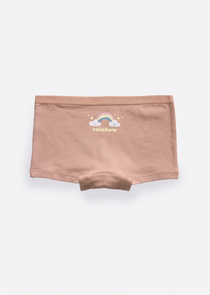 (3-Pack) Hygiene Series．Girls Shortie Panty(Rainbow & Clouds)