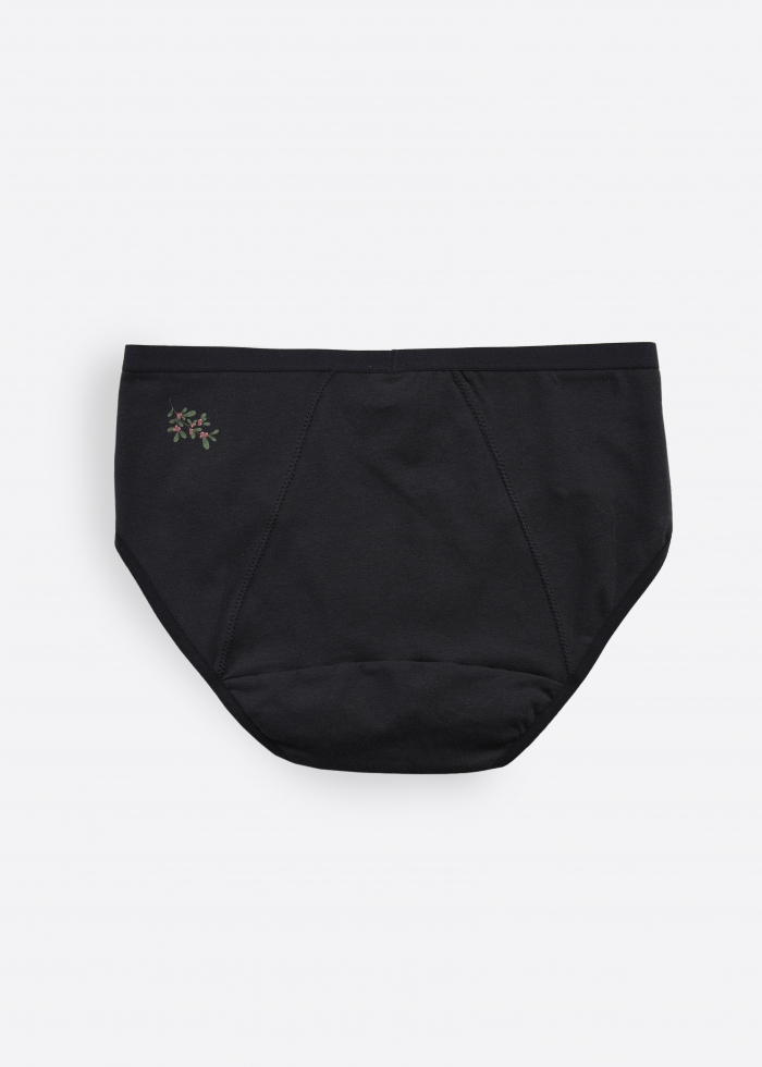 Forest Fairy Tale．Mid Rise Cotton Period Brief Panty（Black）