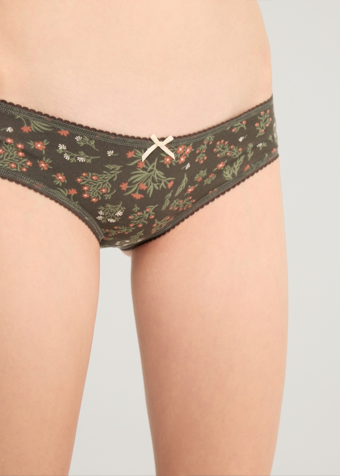 Nordic Forest．Low Rise Cotton Picot Elastic Brief Panty(Fairy Forest Pattern)