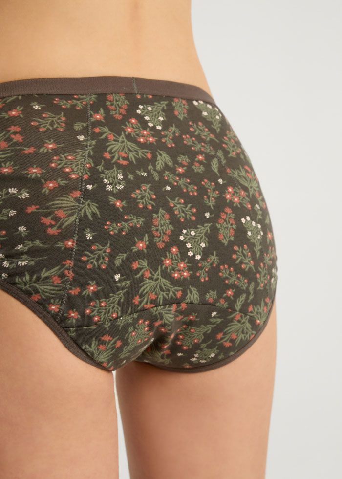 Forest Fairy Tale．High Rise Cotton Period Brief Panty(Blossom Pattern)