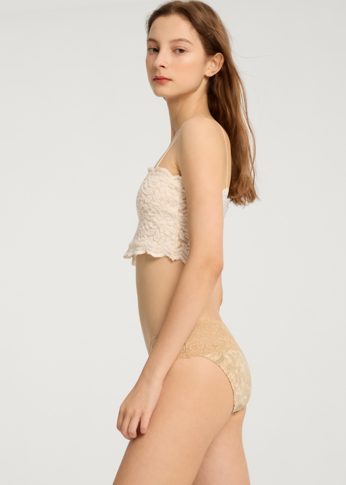 Winter Forest．Low Rise Cotton Stretch Lace Waist Brief Panty(Nordic Pattern)