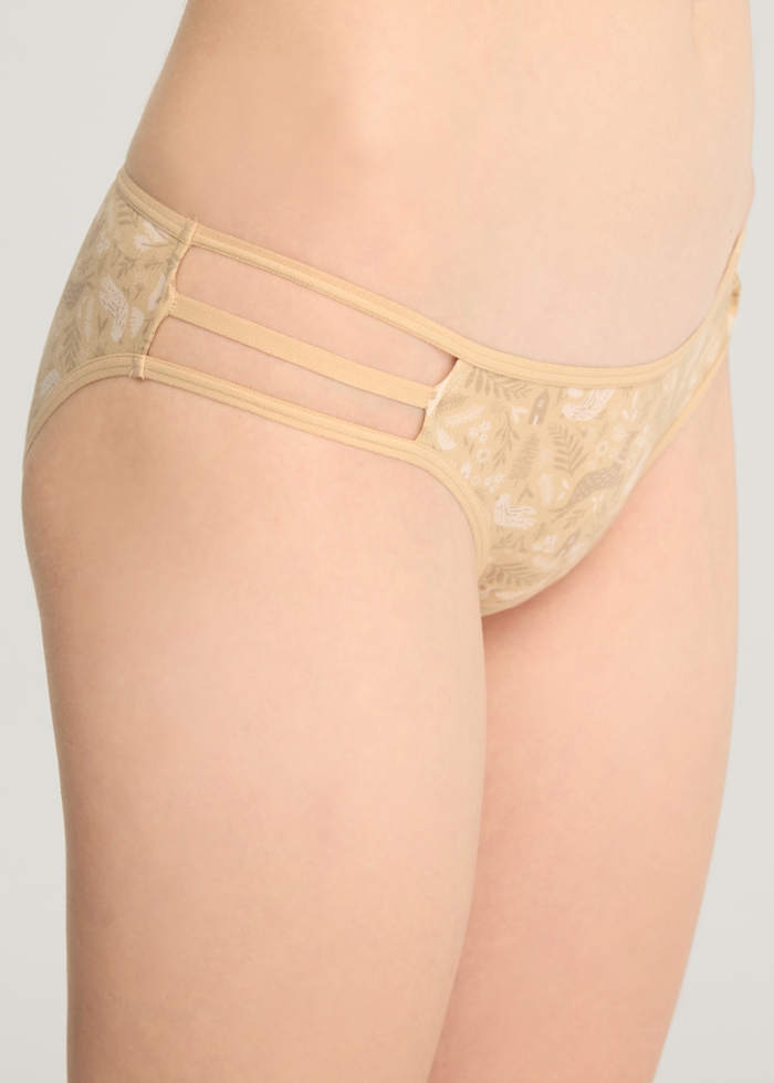 Winter Forest．Mid Rise Cotton Caged Side Hipster Panty(Nordic Pattern)