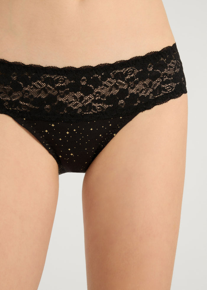 Winter Forest．Low Rise Cotton Stretch Lace Waist Brief Panty(Nordic Pattern)