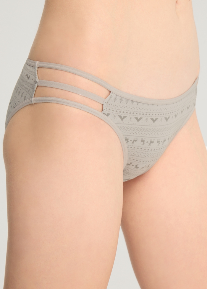 Winter Forest．Mid Rise Cotton Caged Side Hipster Panty(Nordic Pattern)