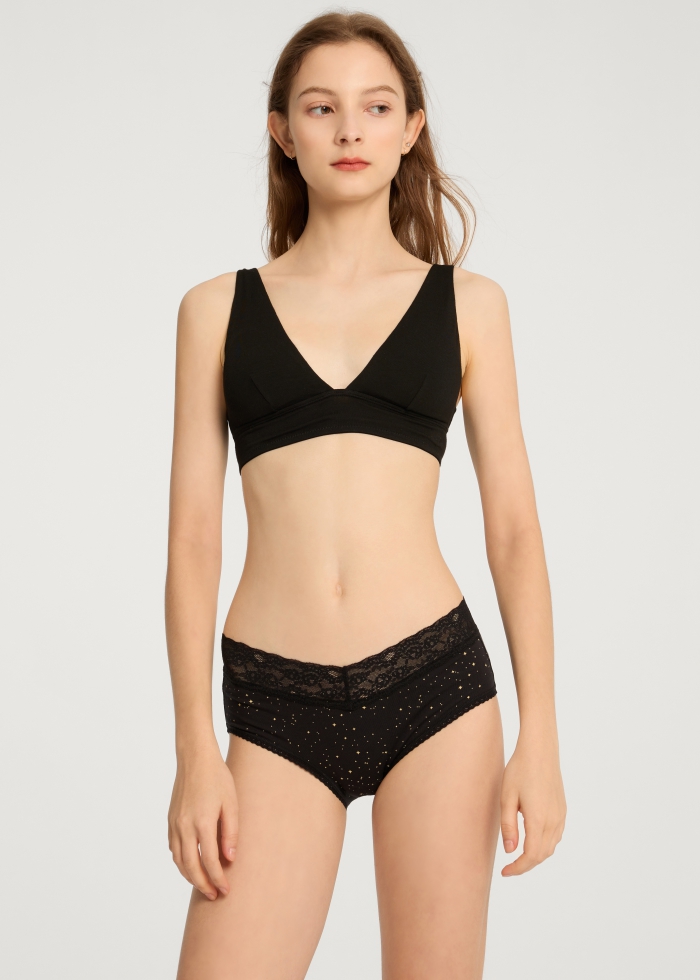 Winter Forest．High Rise Cotton V Lace Waist Brief Panty(Nordic Pattern)