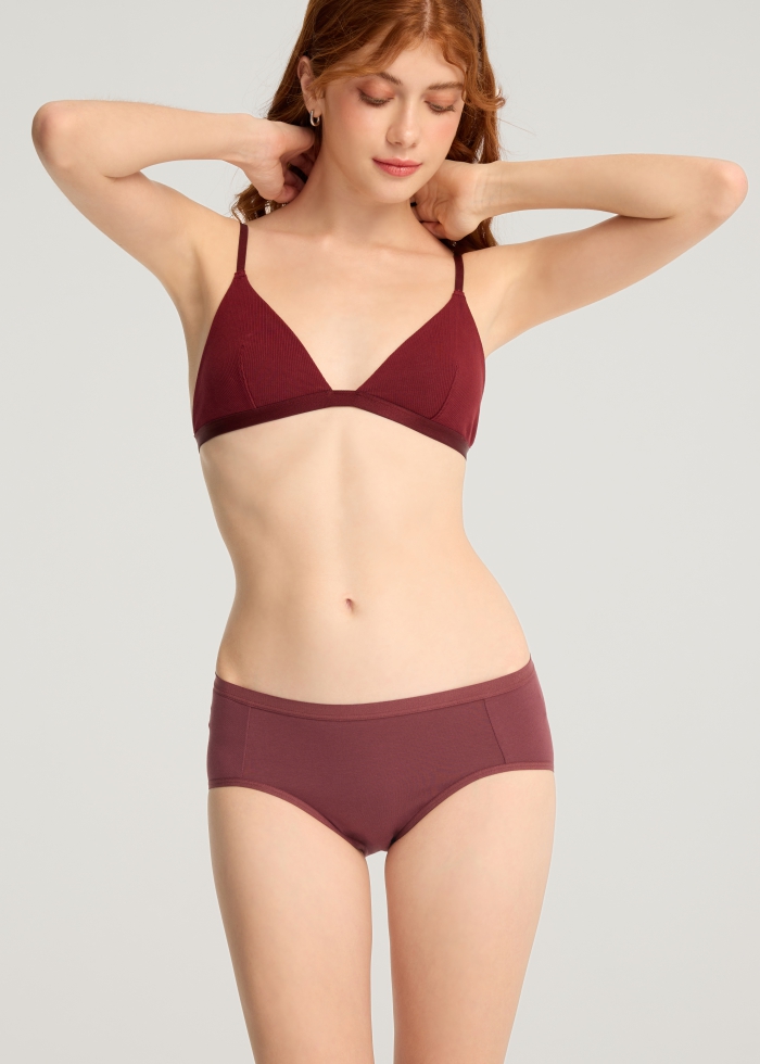 Nordic Forest．Mid Rise Cotton Brief Panty（Oxblood Red）