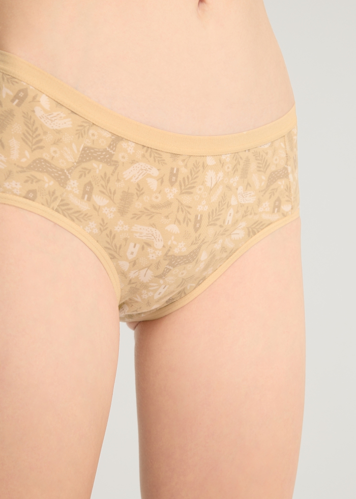 Nordic Forest．Mid Rise Cotton Brief Panty(Fairy Forest Pattern)