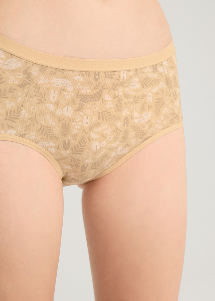Winter Forest．High Rise Cotton Brief Panty(Fairy Forest Pattern)