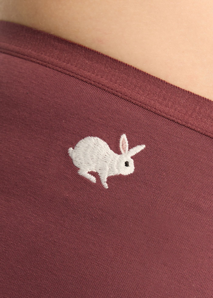 XXL Winter Forest．High Rise Cotton Brief Panty（White Rabbit Embroidery）