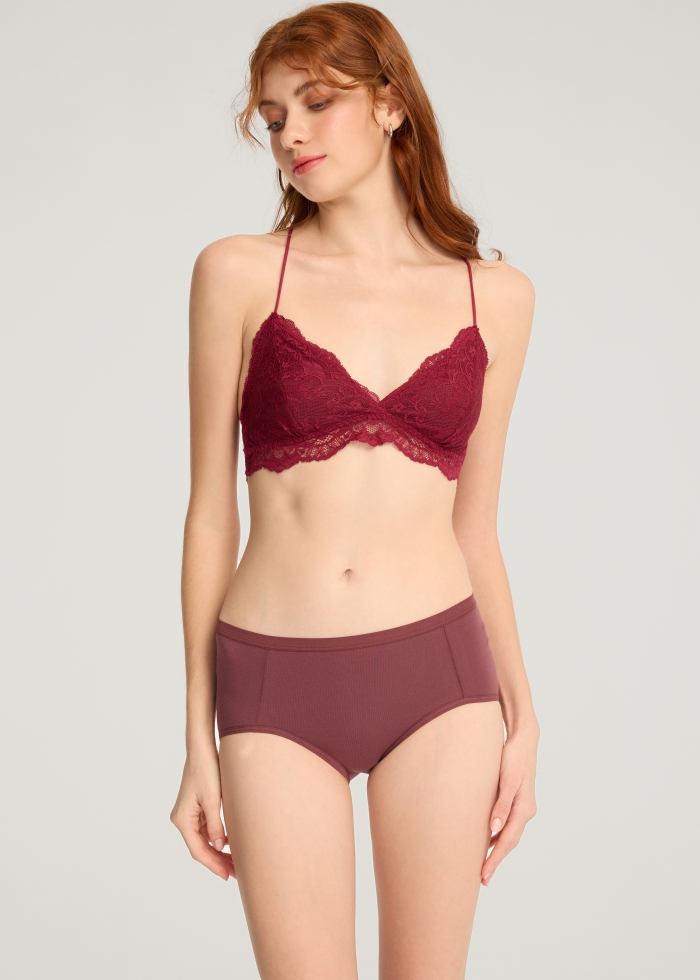 Nordic Forest．High Rise Cotton Brief Panty（Oxblood Red）
