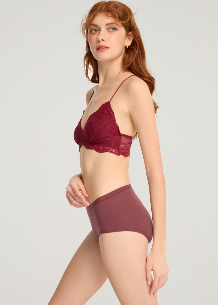 XXL Winter Forest．High Rise Cotton Brief Panty（Oxblood Red）