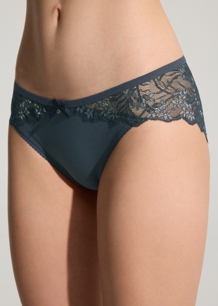 Dazzling Gem．Mid Rise Floral Lace Cotton Detail Hipster Panty(Antler Two-Tone Lace)