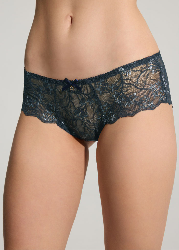 Dazzling Gem．Mid Rise Floral Lacie Hipster Panty(Antler Two-Tone Lace)