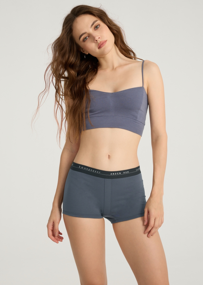 Glamour Night．High Rise Cotton Shortie Panty(India Ink-AH Waistband)
