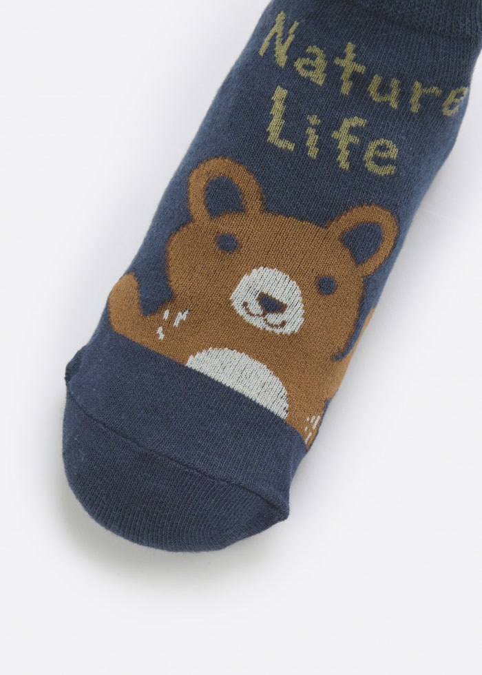 (3-Pack) Village Life．Boys Ankle Socks(Colorful Animals)