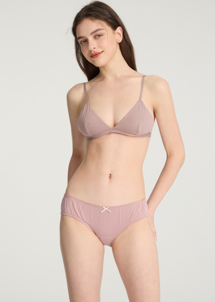 Love yourself．Mid Rise Cotton Ruffled Brief Panty(Woodrose)