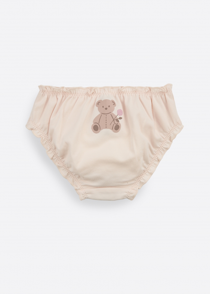 (3-Pack) Hygiene Series．Girls Ruffled Brief Panty(Stuffed Animals)