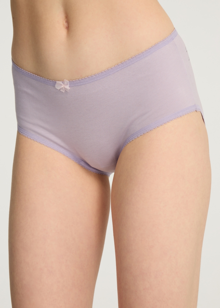 Love yourself．High Rise Cotton Picot Elastic Brief Panty(Iris)
