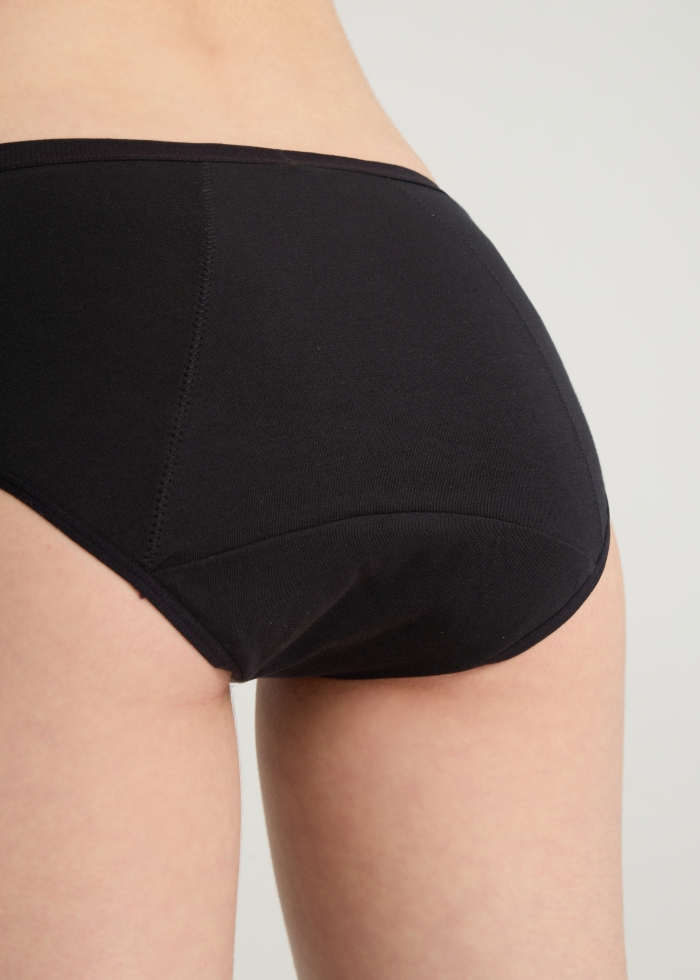 Emotional Girl．Mid Rise Cotton Period Brief Panty(Black-Rose)