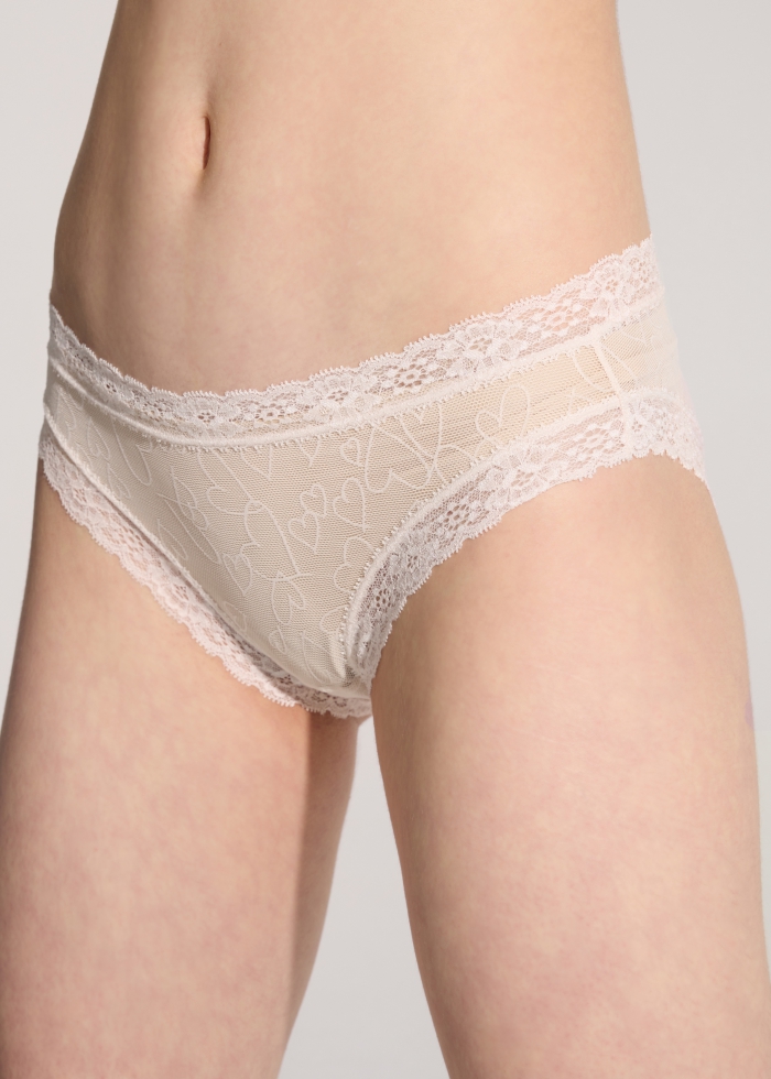 Definition of love．Mid Rise Mesh Lace Trim Hipster Panty(Heart Pattern)