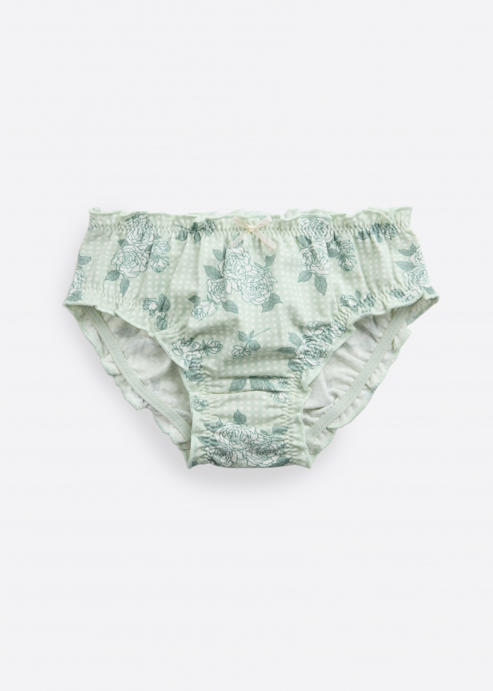 (3-Pack) Hygiene Series．Girls Ruffled Brief Panty(Fresh Garden)