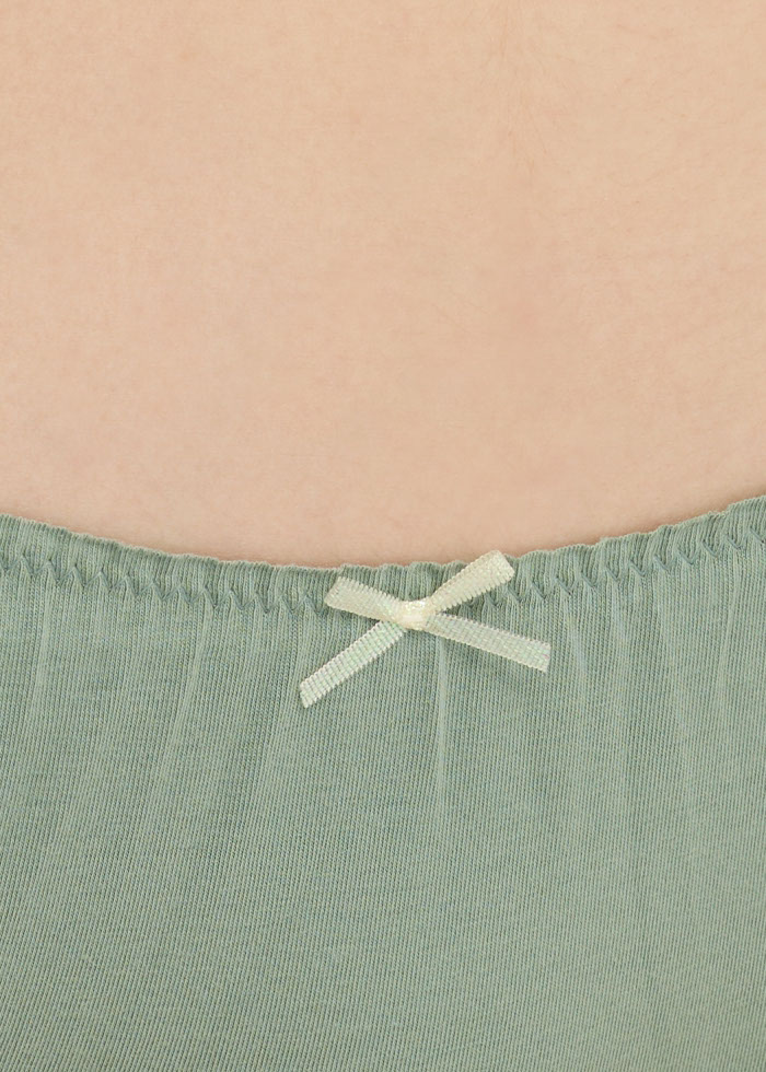 Spring Dopamine．Low Rise Cotton Ruffled Brief Panty(Aqua Gray - Glitter Bow)
