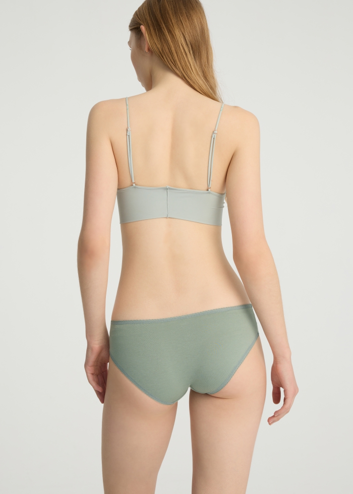 Spring Dopamine．Low Rise Cotton Picot Elastic Brief Panty(Quail - Glitter Bow)