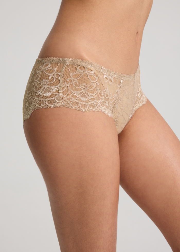 Late Spring．Mid Rise Floral Lacie Hipster Panty(Mushroom - Two Tone Lace)