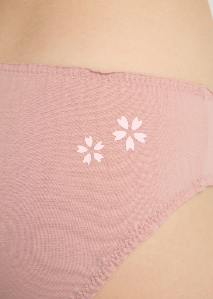 Spring Fever．Mid Rise Cotton Ruffled Brief Panty(Pale Mauve - Glitter Bow)