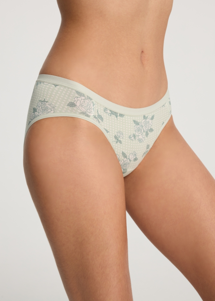 Spring Dopamine．Low Rise Cotton Brief Panty(Flower Embroidery)