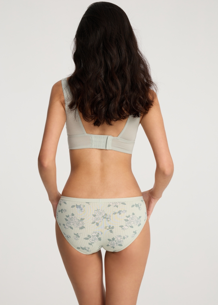 Spring Dopamine．Low Rise Cotton Brief Panty(Flower Embroidery)