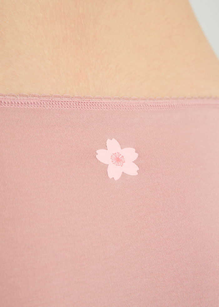Spring Dopamine．Mid Rise Cotton Picot Elastic Brief Panty(Kapok Pattern)