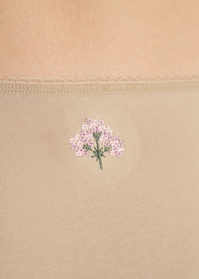 Spring Dopamine．Mid Rise Cotton Picot Elastic Brief Panty(Pale Mauve - Glitter Bow)