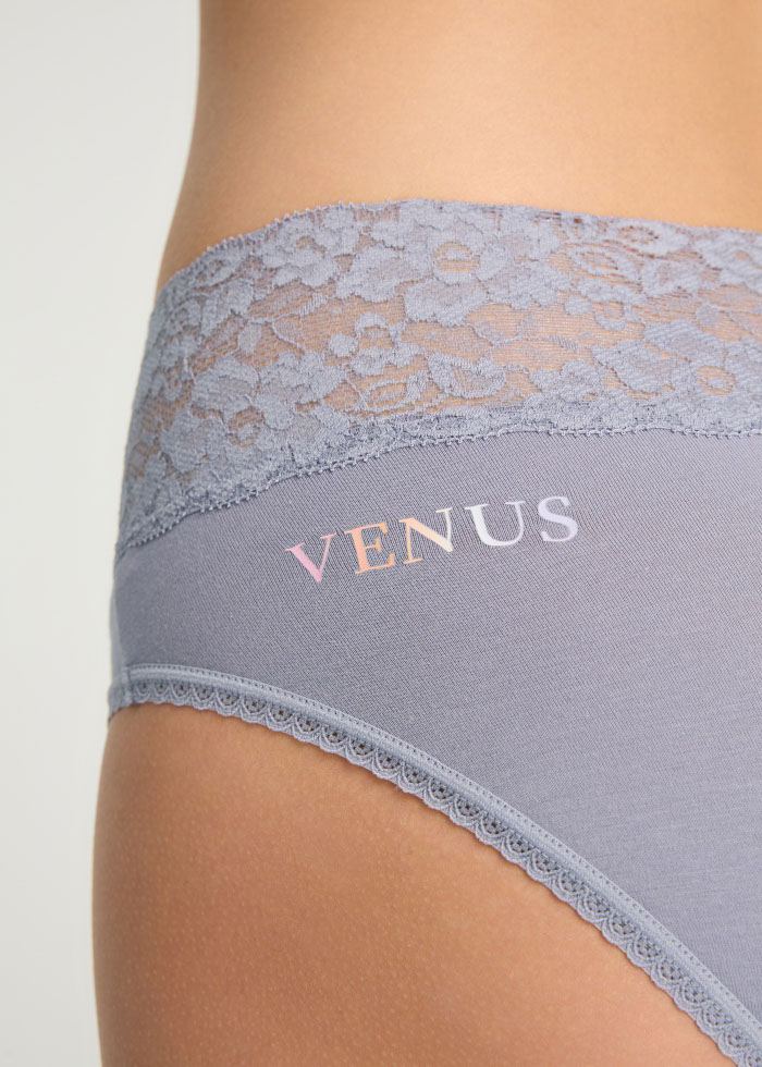 The birth of Venus．Mid Rise Cotton V Lace Waist Brief Panty(Aleutian)