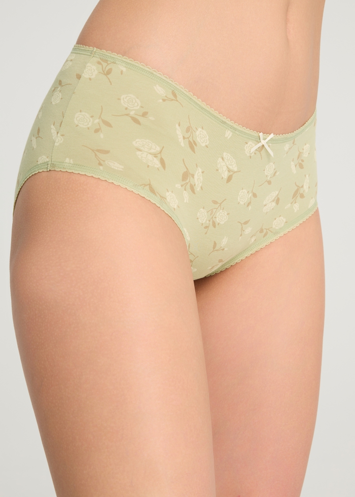 The birth of Venus．High Rise Cotton Picot Elastic Brief Panty(Cyanus Embroidery)
