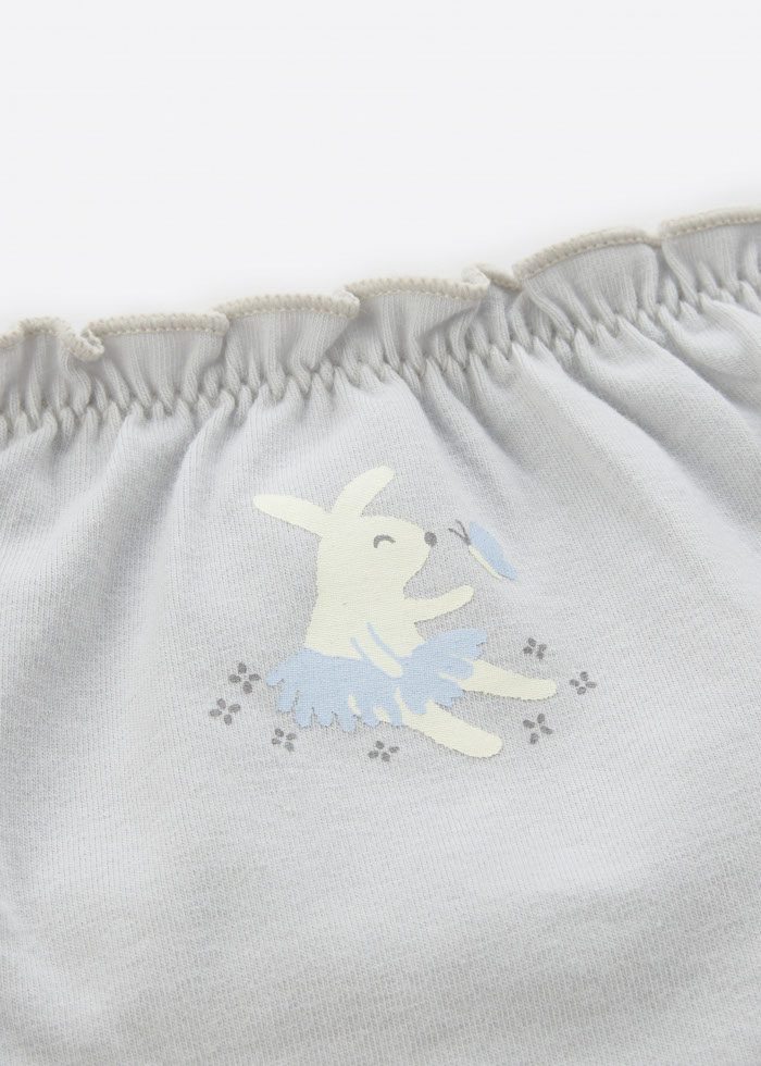 (3-Pack) Hygiene Series．Girls Ruffled Brief Panty(Ballet Bunny)